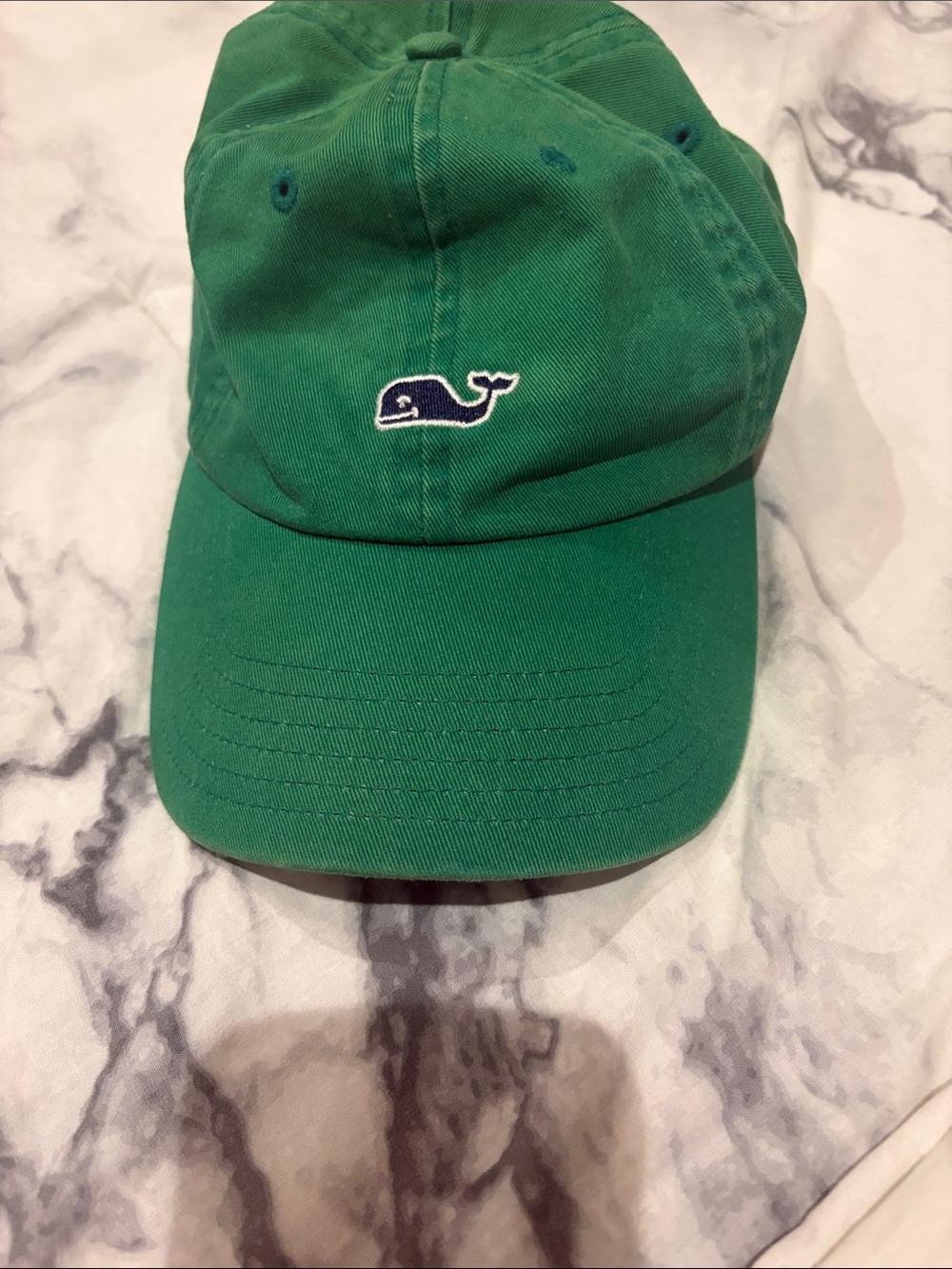 Vineyard Vines Green Cap with Navy Whale Patch